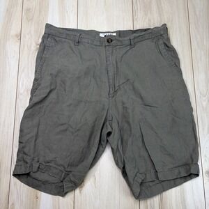 Joseph Abboud 100% Linen Shorts Olive Green Mens 36 Flat Front